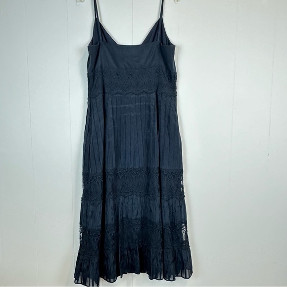 Ann Taylor Silk Lace Babydoll Dress Navy Sz 6 - Picture 3 of 10